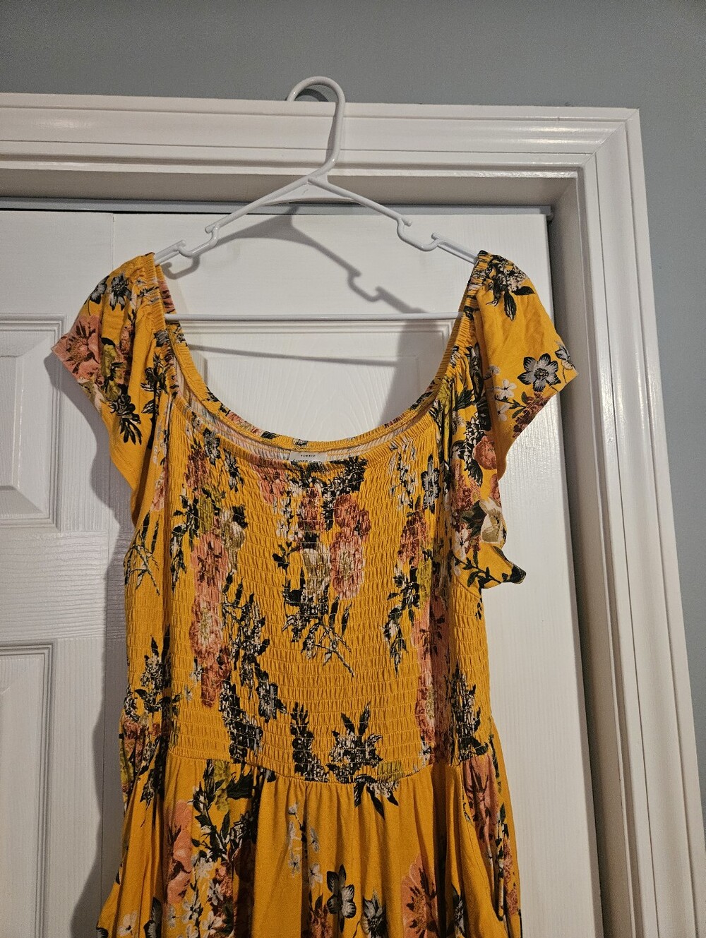 TORRID Women's Plus Size 2 Super Soft Knit Mustard Off-Shoulder Skater Dress - Picture 4 of 7
